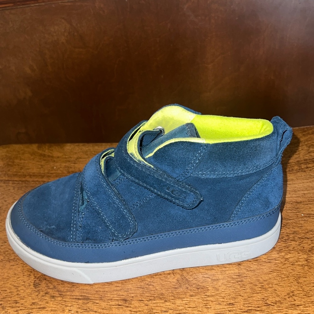 UGG Kids blue suede Velcro High Top Boots  seize:3